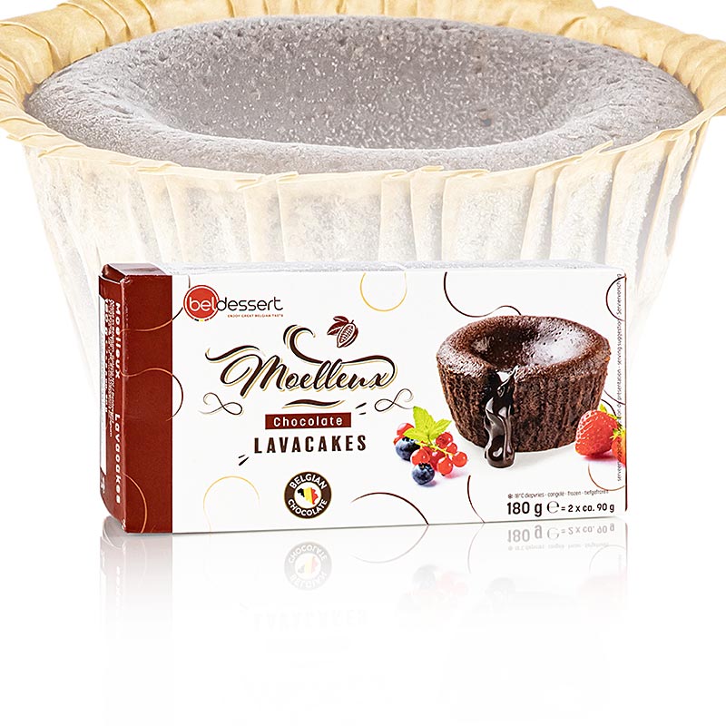 Gâteau de lave au chocolat avec un noyau liquide, amélioré en dessert - 2,16 kg, 24 x 90 g - carton
