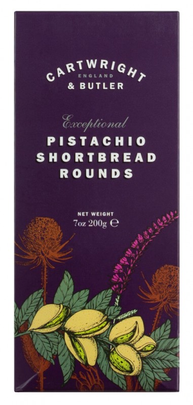 Pistachio Shortbread rounds, Buttergebäck mit Pistazien, Cartwright & Butler - 200 g - Packung Pistachio Shortbread rounds, Buttergebäck mit Pistazien, Cartwright & Butler - 200 g - Packung