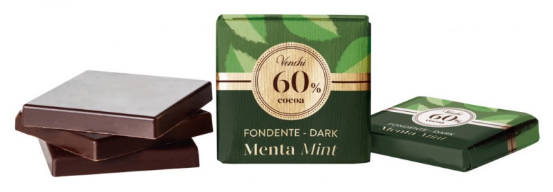 Grandblend Dark with Mint Crunchy Grains, sfuso, Zartbitterschokolade 60% mit Minznibs, Venchi - 1.000 g - kg