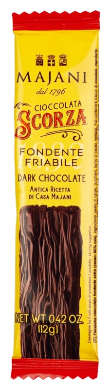 Scorza Cioccolata Fondente 60%, Feine Extrabitterschokolade, Majani - 48 x 12 g - Karton