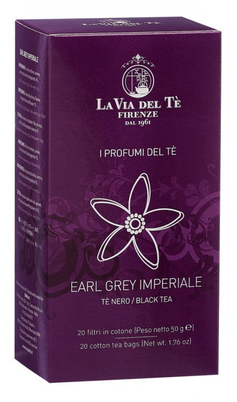 Earl Grey Imperiale, Schwarzer Tee, La Via del Tè - 20 x 2,5 g - Packung