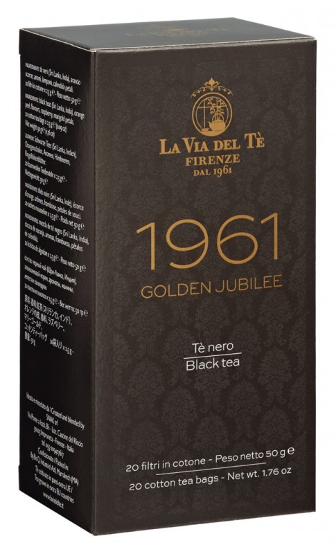 Miscela 1961, Schwarzer Tee mit Orange, Himbeere, Ringelblume, La Via del Tè - 20 x 2,5 g - Packung