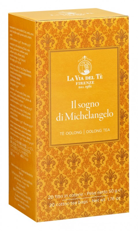 Il sogno di Michelangelo, Oolong-thee met pijnboompitten en een mengsel van bloemen, La Via del Tè - 20 x 2,5 gram - inpakken