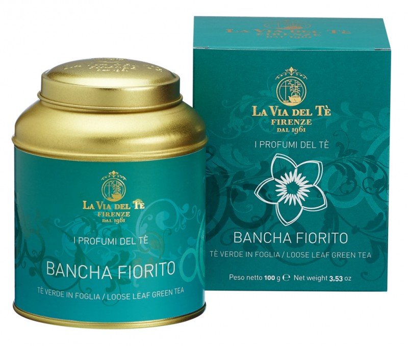 Bancha fiorito, Grüner Tee mit Jasminblüten, La Via del Tè - 100 g - Dose Bancha fiorito, Grüner Tee mit Jasminblüten, La Via del Tè - 100 g - Dose