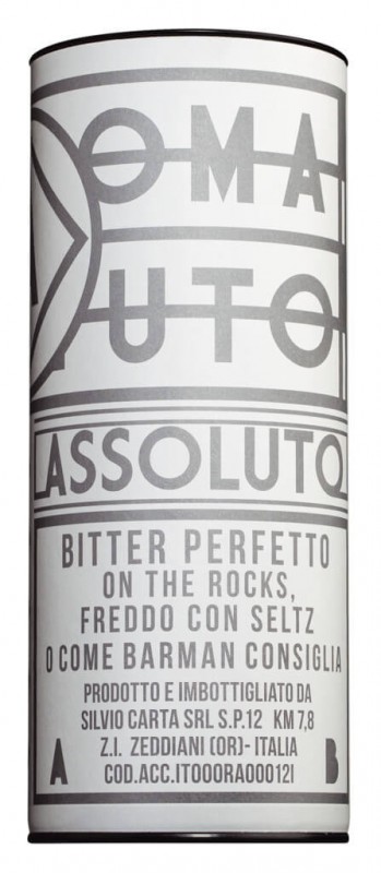 Bitter Roma Assoluto, liqueur amère, Silvio Carta - 0,7 l - bouteille