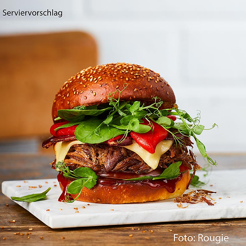 Burger med andeconfit, 105mm, ca 110g, rougie - ca 660 g, 6 stk - taske