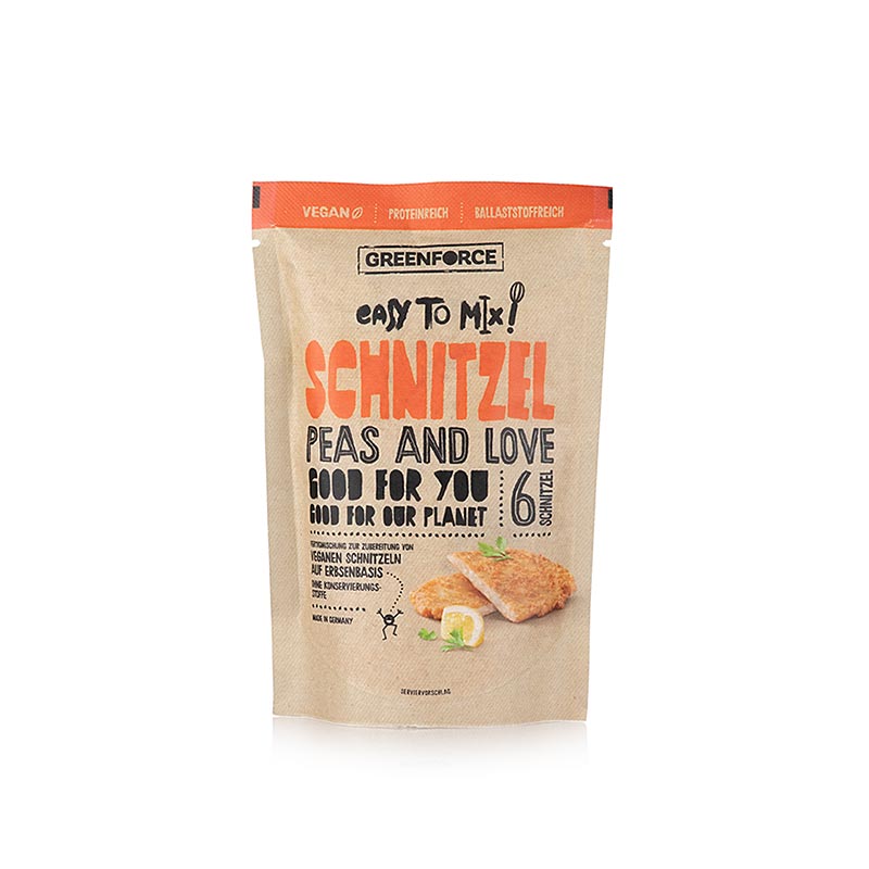 Greenforce Mix für vegane Schnitzel, aus Erbsenprotein - 150 g - Beutel Greenforce Mix für vegane Schnitzel, aus Erbsenprotein - 150 g - Beutel