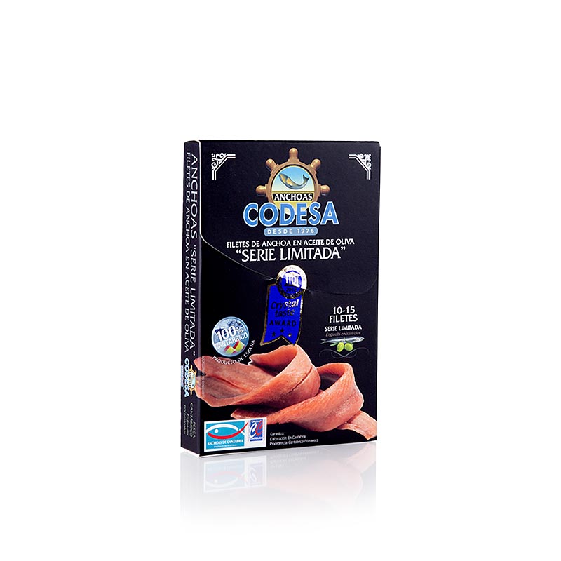 Anchovy fillets (anchovies) in olive oil, anchoas series Limitada, large fillets - 120 g - Can