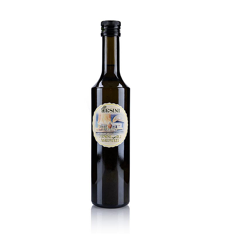 Huile d`olive extra vierge, Ursini aromatisee au citron (agrumato al Limone) - 500 ml - Bouteille