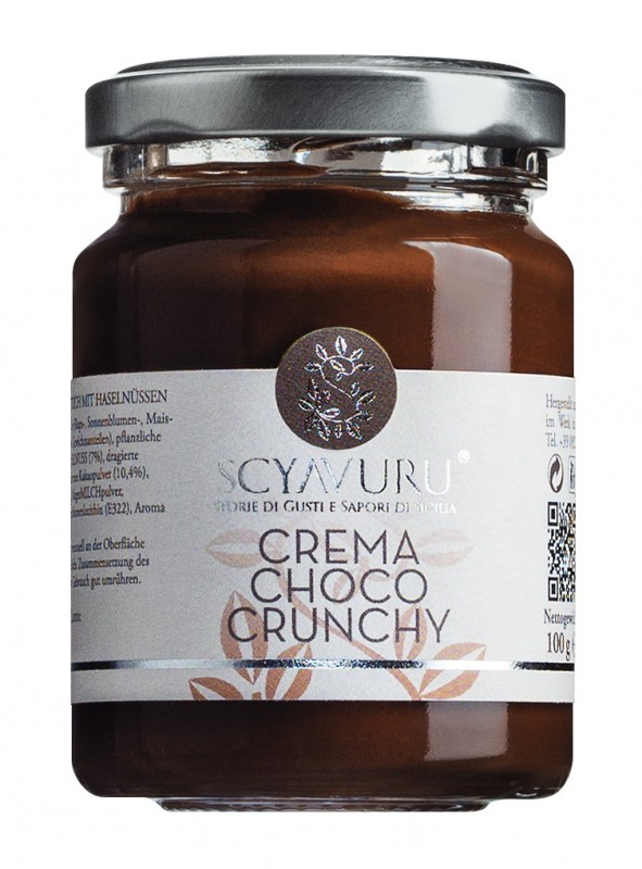 Crema Choco Crunchy, Süße Schokoladencreme, knusprig, Scyavuru - 100 g - Glas