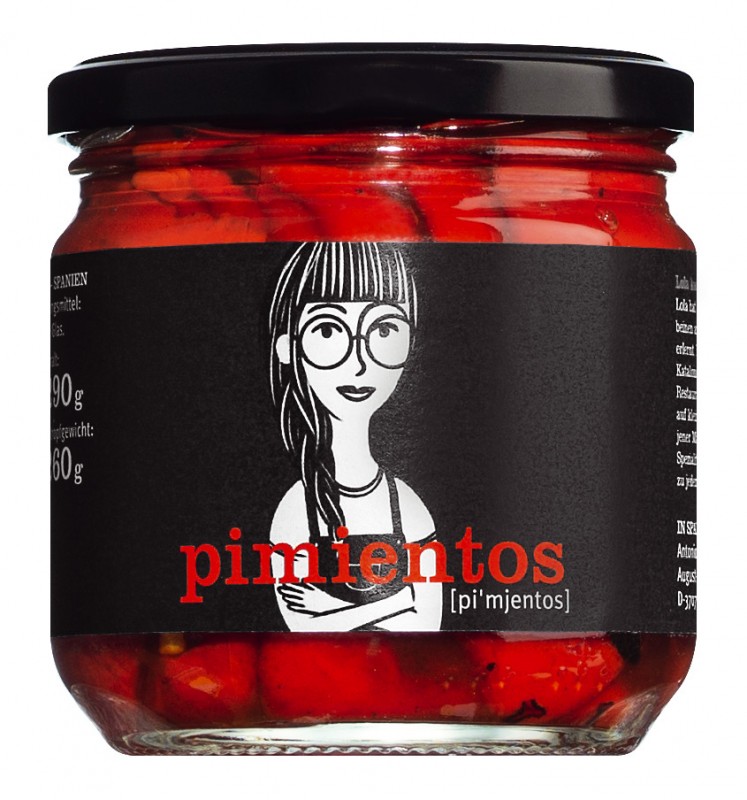 Pimientos del Piquillo DOP, red peppers, whole and grilled, DOP, La Cocina de Lola - 290 g - Glass