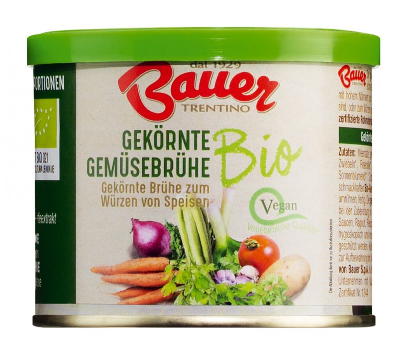 Brodo da Agricoltura Biologica, solubile, Gemüsebrühe, Bio, Bauer - 120 g - Dose