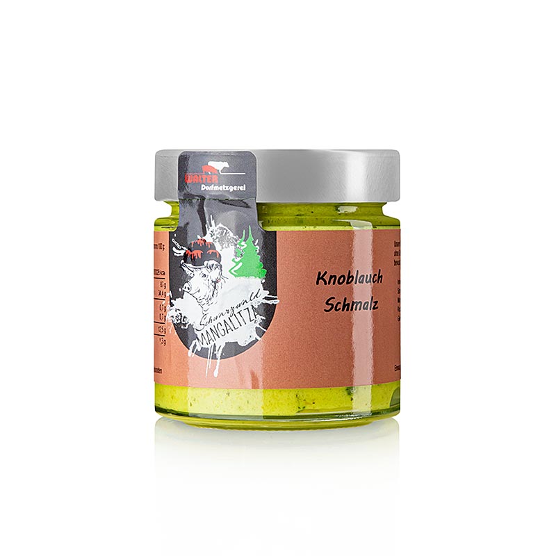 Garlic lard, from the Mangalitza wool pig - 140 g - Glass Garlic lard, from the Mangalitza wool pig - 140 g - Glass
