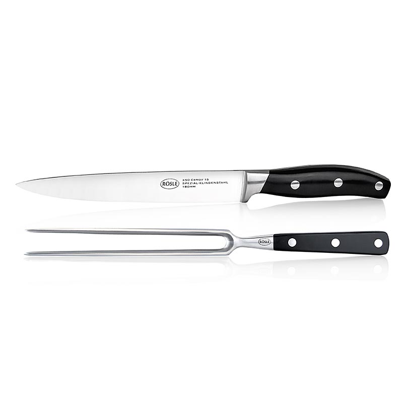Rösle Tranchierbesteck, Fleischgabel (16cm) und Messer (18cm), 2 teilig - 2 tlg. - Packung