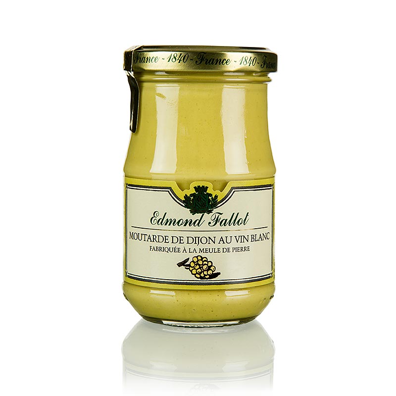Moutarde de Dijon au vin blanc, fine et moyennement piquante, Fallot - 190 ml - Verre