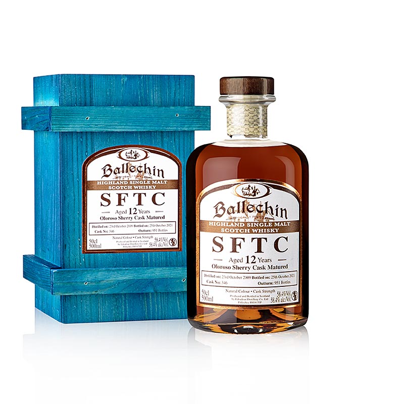 Single Malt Whisky Ballechin SFTC Oloroso Cask 2009-2021, 58,4% vol., Highland - 500 ml - Flasche
