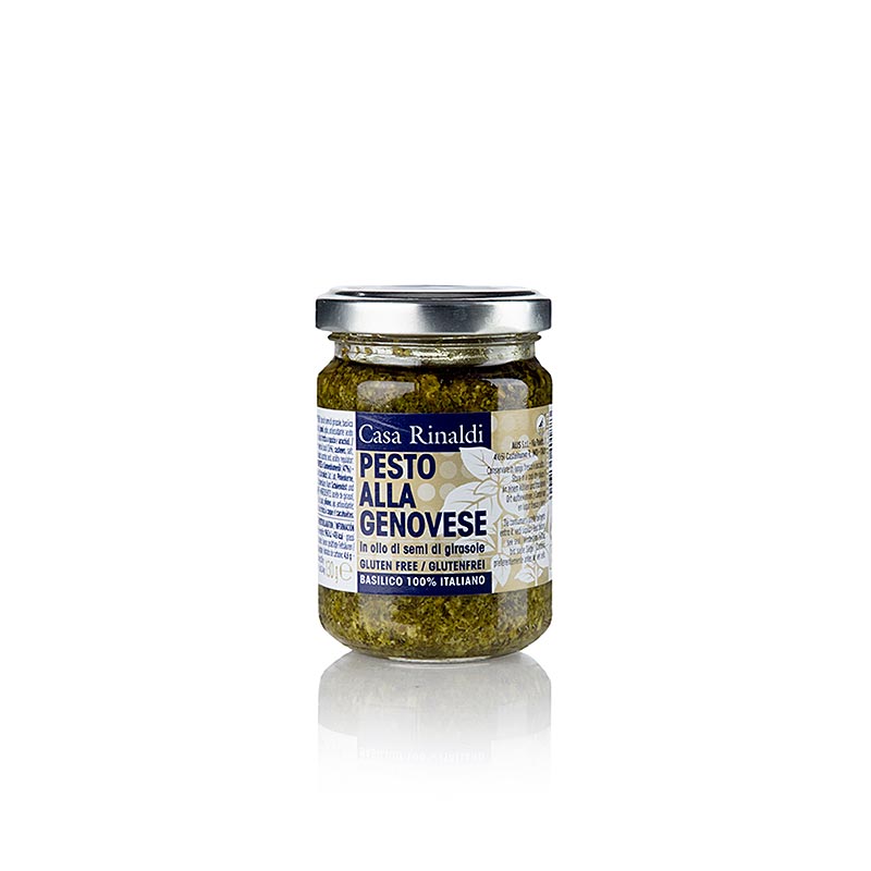 Pesto alla Genovese, basilicumsaus met zonnebloemolie, Casa Rinaldi - 130 gram - Glas