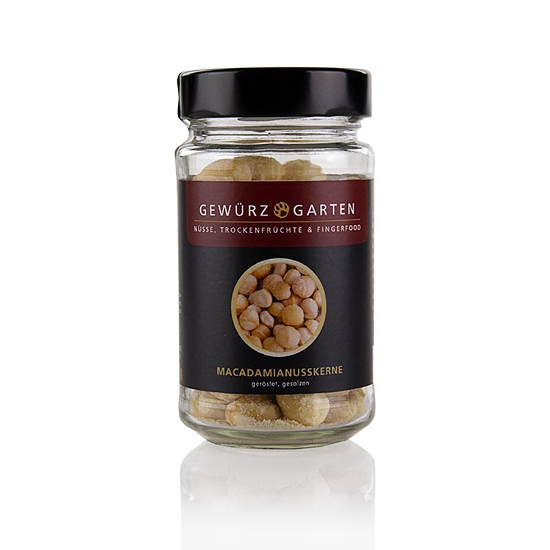 Gewürzgarten Macadamia-Nüsse, ganz, geröstet, gesalzen - 110 g - Glas