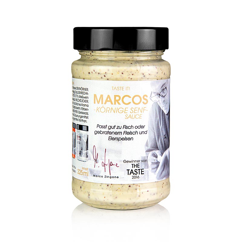 Marco Zingone`s Körnige Senf Sauce - 225 ml - Glas Marco Zingone`s Körnige Senf Sauce - 225 ml - Glas
