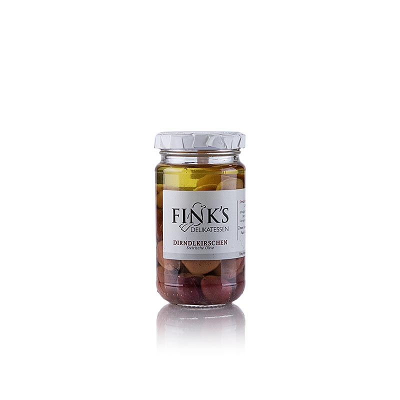 Dirndlkirschen Kornelkirschen, eingelegt, Fink`s Delikatessen - 180 g - Glas