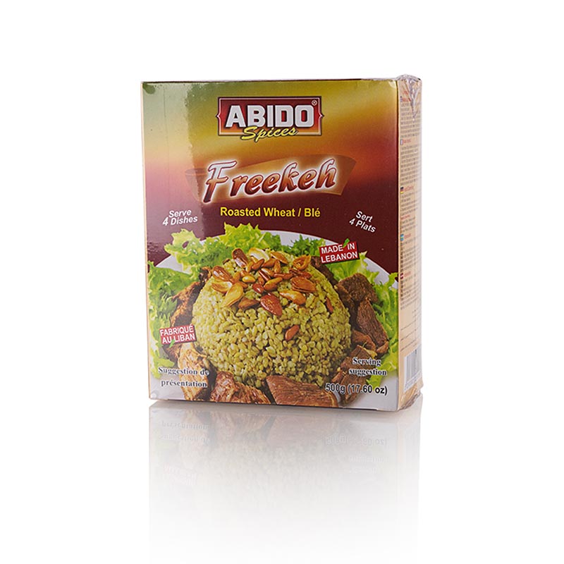 Freekeh (Farik, Frikeh, Firik) blé vert torréfié, Abido - 500g - carton Freekeh (Farik, Frikeh, Firik) blé vert torréfié, Abido - 500g - carton