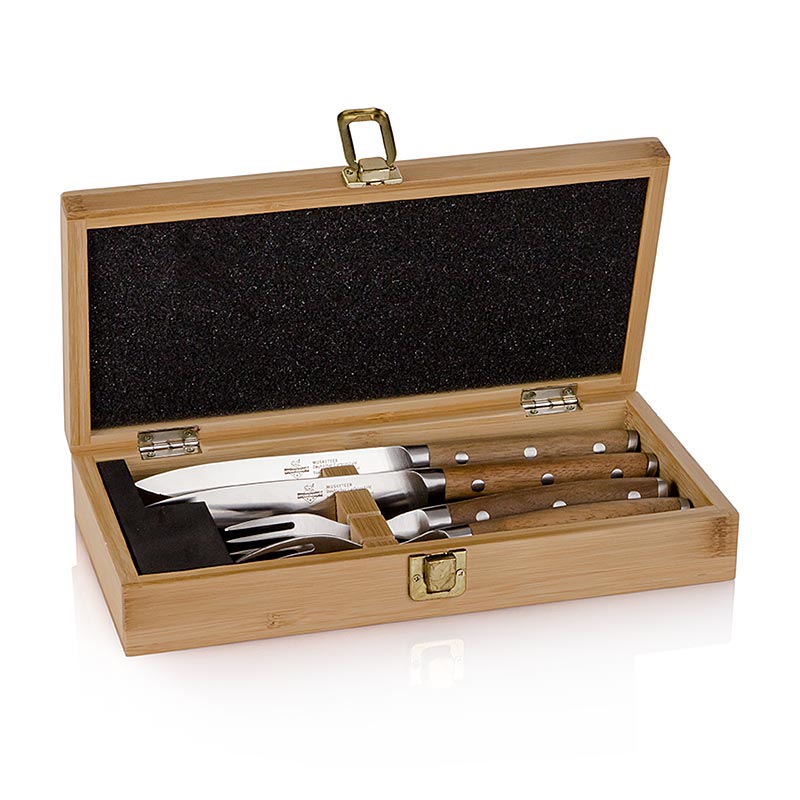 Steak Champ - steakmessenset voor 2 personen, (2 messen + 2 vorken) - 4 stukken - houten doos