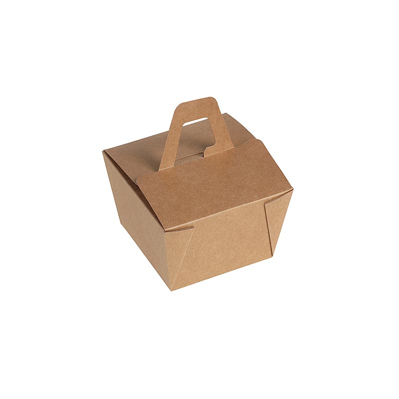 Einweg Naturesse Take Away Box, mit Henkel, Kraft / PLA, 9x9x6,5cm, 500ml - 450 Stück - Karton