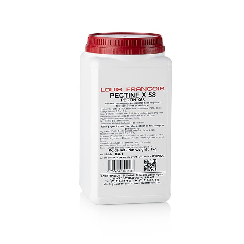Pektin - Pectin X 58, Geliermittel für Überguss ohne Fruchtmark Louis Francois - 1 kg - Pe-dose