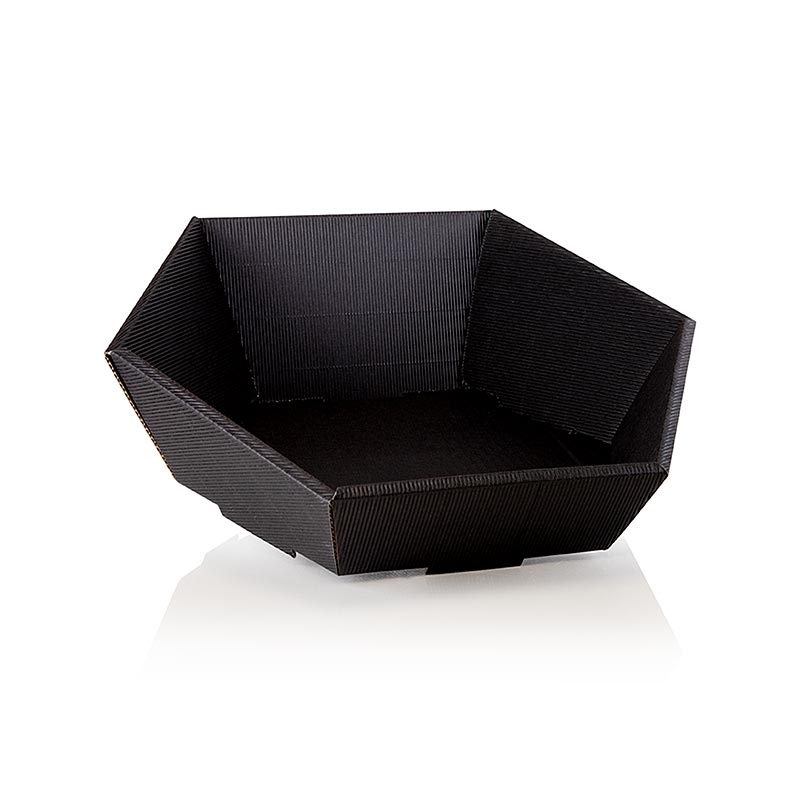 Panier cadeau, hexagonal, noir moderne, -moyen-, 330x190x110 - 1 pc - lâche