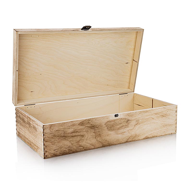 Wine gift box flamed wooden box, 2er gift box, 370x185x98mm - 1 pc - loose