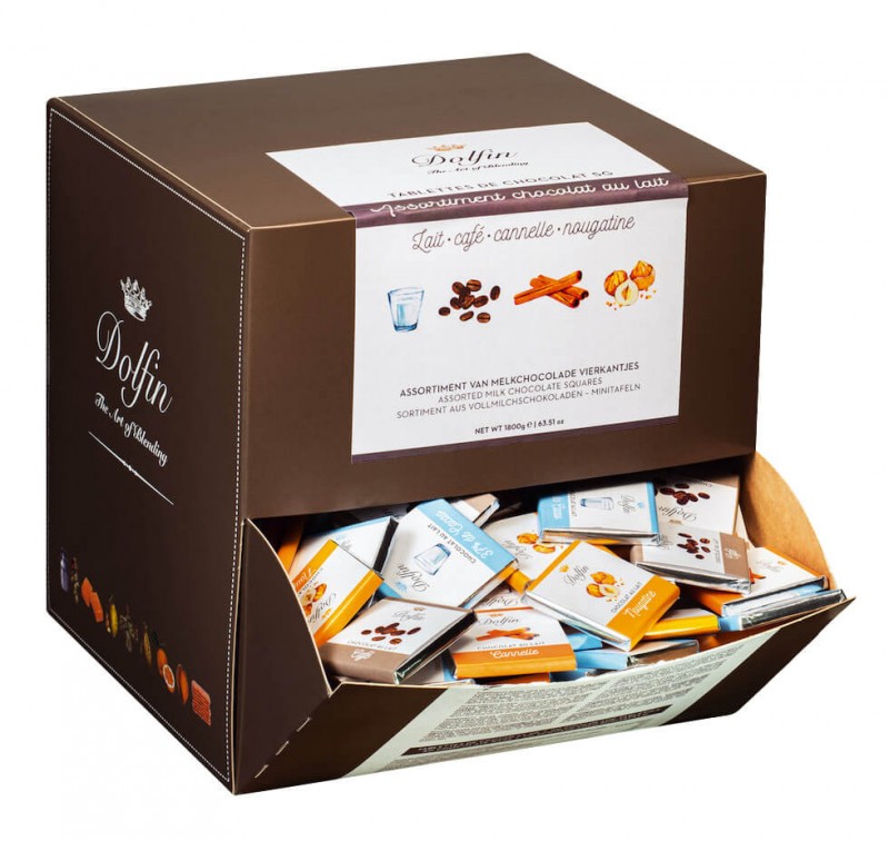 Carre lait collection, vrac, Napolitains Vollmilch-Selektion, lose, Dolfin - 1.800 g - Display