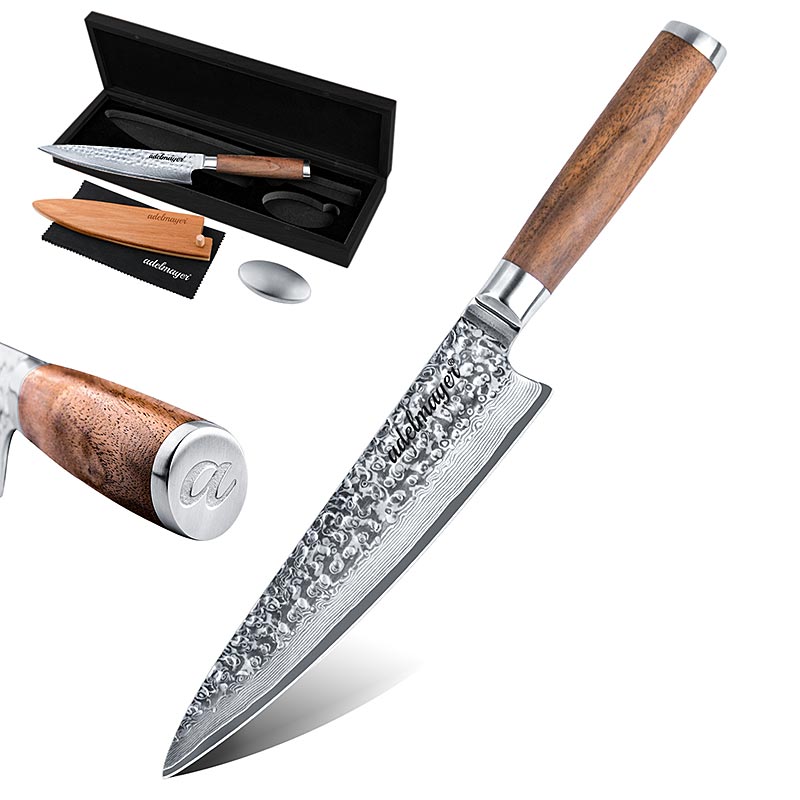 Couteau de chef Damas, 20cm, Adelmayer Messer - 1 pièce - boîte