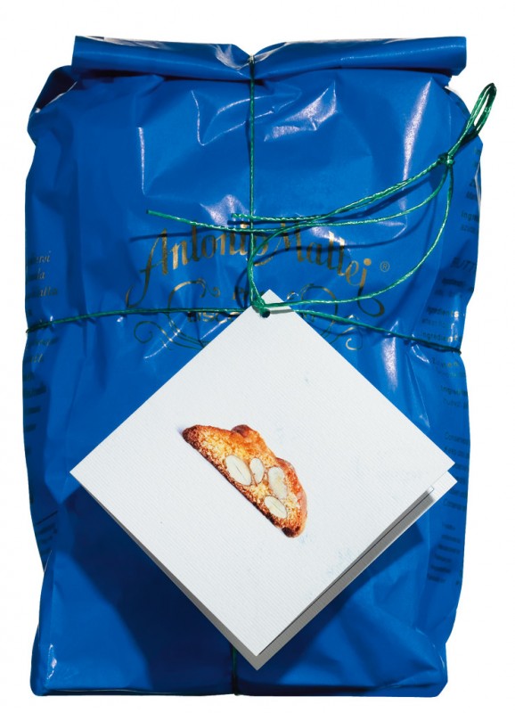 Cantuccini La Mattonella legati a mano, Toskanisches Mandelgebäck, Beutel, Mattei - 500 g - Packung Cantuccini La Mattonella legati a mano, Toskanisches Mandelgebäck, Beutel, Mattei - 500 g - Packung