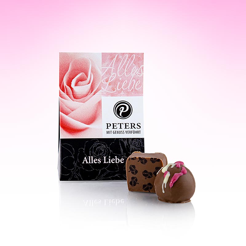 Trüffel & Pralinen-Mischung, Alles Liebe, mit Alkohol, Peters - 25 g, 2 St - Schachtel Trüffel & Pralinen-Mischung, Alles Liebe, mit Alkohol, Peters - 25 g, 2 St - Schachtel