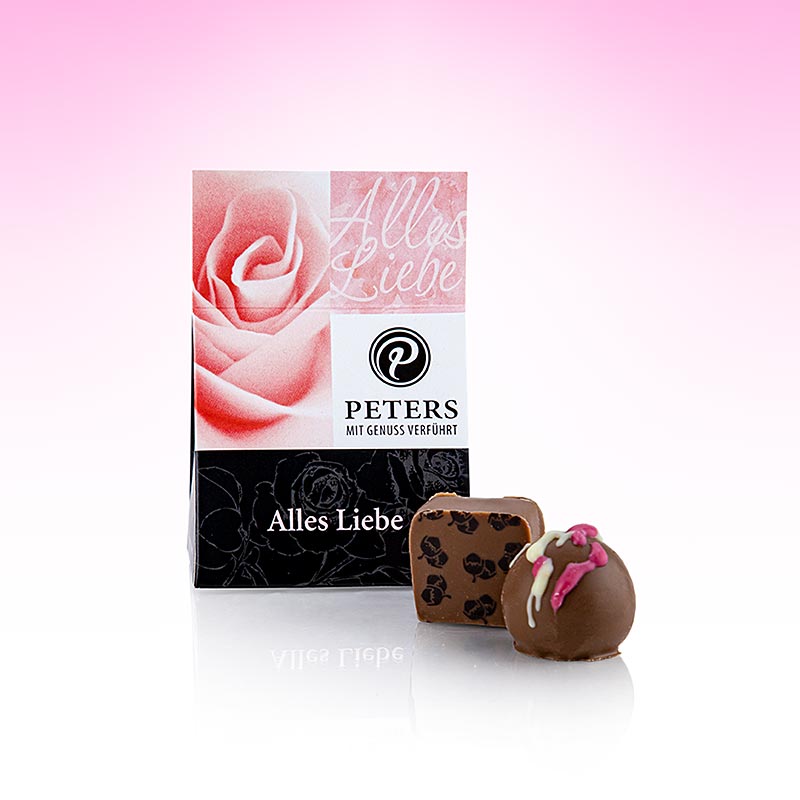Truffle and praline mix, love, with alcohol, Peters - 25g, 2 pieces - box