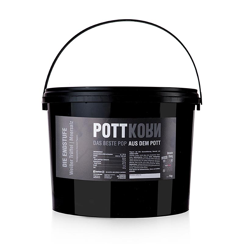 Pottkorn - sidste fase, popcorn med hvid trøffel og havsalt - 1 kg - PE spand