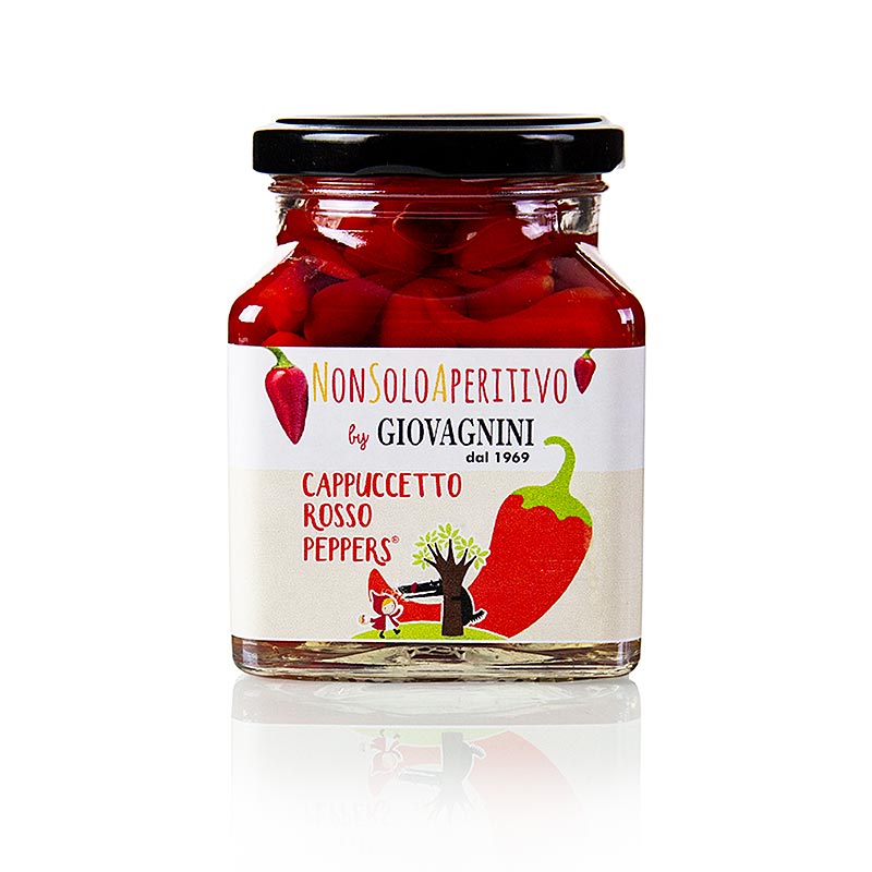 Peperoni Tropfen Pepper Rosso, rot, Giovagnini Cappuccetto - 310 g - Glas