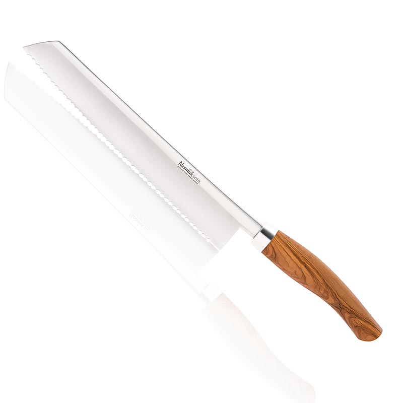 Couteau à pain Nesmuk Soul, 270mm, manche en bois d`olivier - 1 pc - boîte