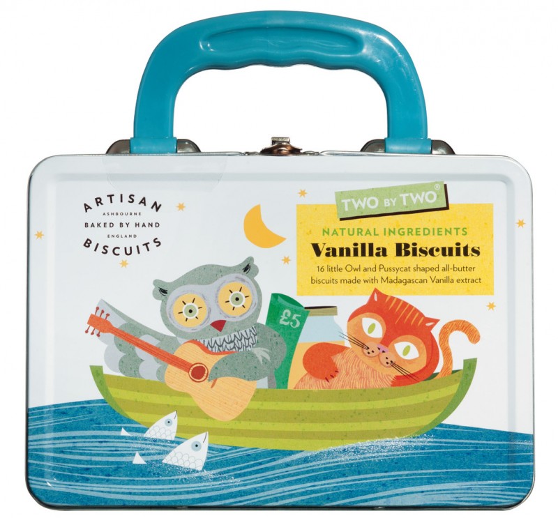 Two by Two Lunchbox, natural biscuits, Kinderkoffer mit Vanillekeksen, Artisan Biscuits - 2 x 100 g - Box