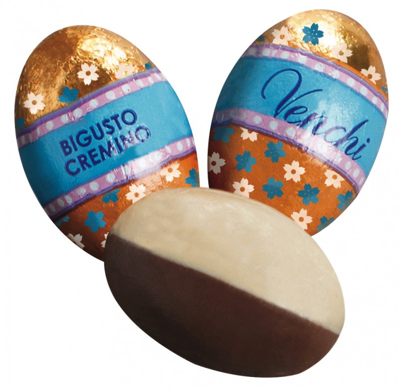 Covetti bigusto cremino sfuso, mini Easter eggs, 2-colored white chocolate + nougat, Venchi - 1,000g - bag