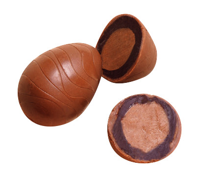 Maxi tre cioccolati sfuso, milk chocolate eggs with dark chocolate + cream filling, Majani - 2 x 500g - kg