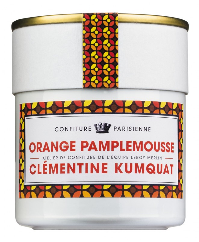 Orange, Pampelmousse, Clementine et Kumquat, Marmelade aus 4 Zitrusfrüchten, Confiture Parisienne - 250 g - Glas