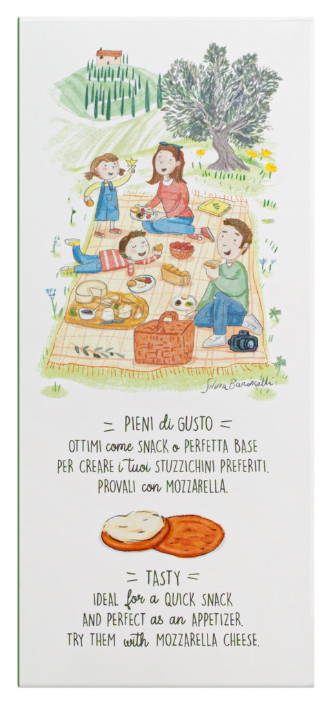 Kiks allolio e.vergine, pomodoro e basilico, kiks m. hjemmehoerende. Ekstra olivenolie, tomater, basilikum, deseo - 120 g - pakke