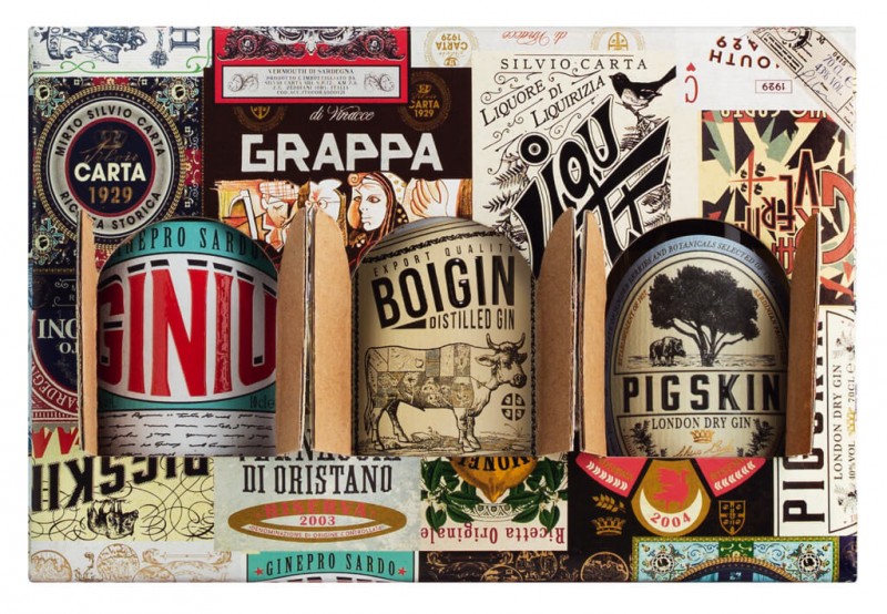 Mignon Set GIN SARDO, set of 3 gin consisting of Pigskin, Giniu, Boigin, Silvio Carta - 3 x 0.1L - set Mignon Set GIN SARDO, set of 3 gin consisting of Pigskin, Giniu, Boigin, Silvio Carta - 3 x 0.1L - set