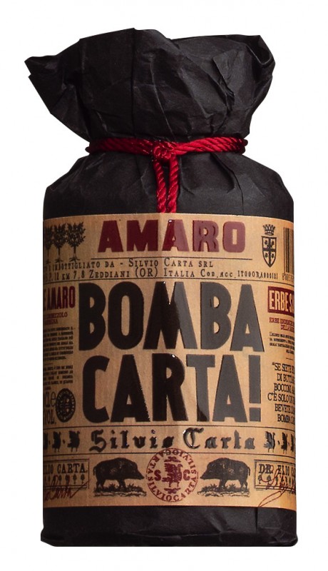 Amaro Bomba Carta Mignon, bitter likør, mini, Silvio Carta - 0,1 l - flaske