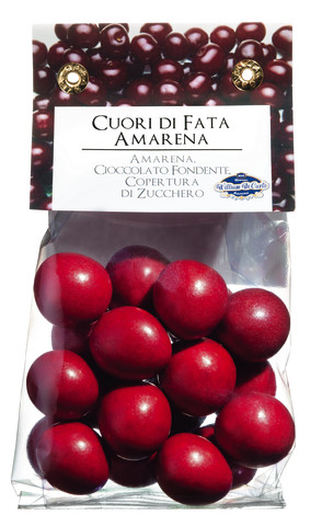 Dragierte Amarenakirschen, Cuori di fata amarena, William Di Carlo - 150 g - Beutel Dragierte Amarenakirschen, Cuori di fata amarena, William Di Carlo - 150 g - Beutel