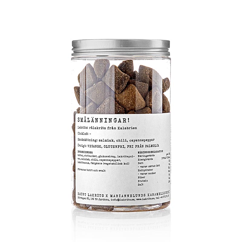 Haupt Liquorice Smalänningar, bonbons à la réglisse avec piment et salmiak, Suède - 250 g - PE peut