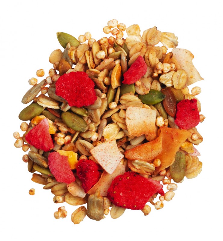 No. 8 Mango Strawberry Granola, organic, crunchy muesli with strawberries and mango, organic, I Just Love Breakfast - 250 g - pack