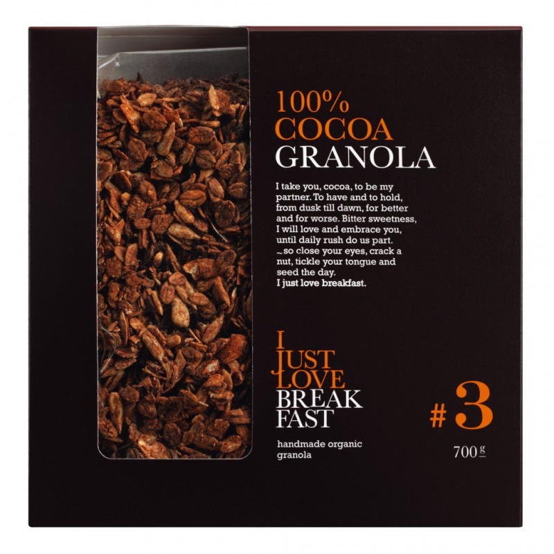 Nr. 3 Cocoa Granola, organic, Big Pack, Knuspermüsli mit Kakao, Bio, Big Pack, I Just Love Breakfast - 700 g - Beutel Nr. 3 Cocoa Granola, organic, Big Pack, Knuspermüsli mit Kakao, Bio, Big Pack, I Just Love Breakfast - 700 g - Beutel
