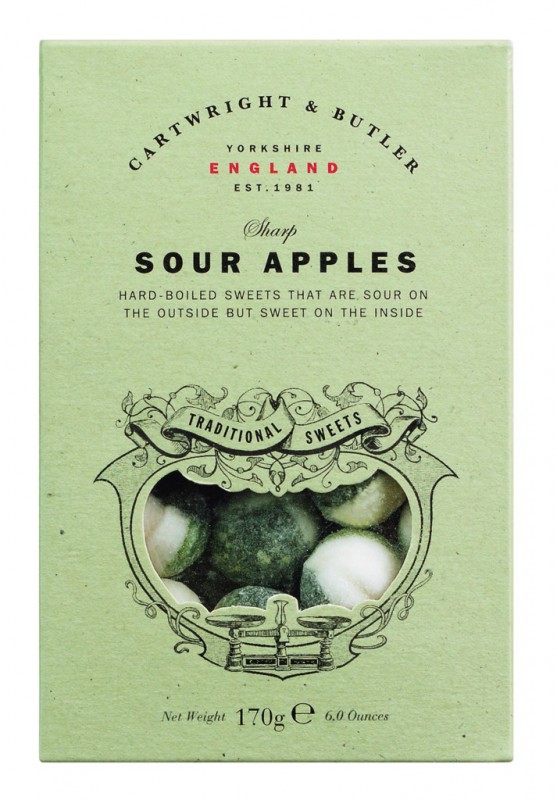 Sour Apple Sweets, Saure Apfel Bonbons, Cartwright & Butler - 170 g - Packung